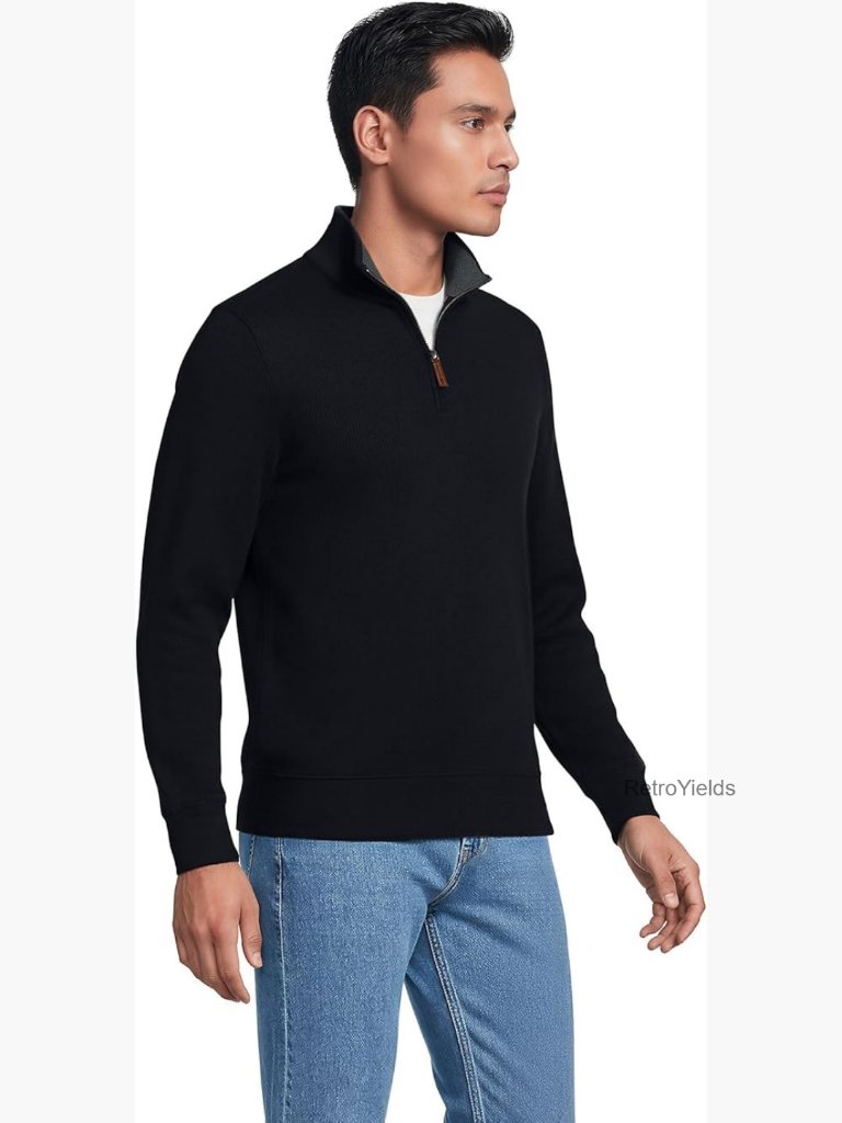 Men's Quarter Zip Pullover Sweater Cotton Polyester Lightweight